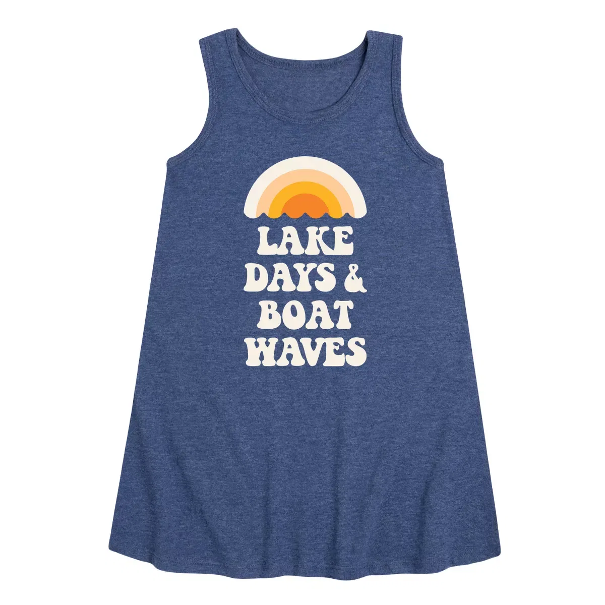 Детское платье-трапеция без рукавов Lake Days And Boat Waves Instant Message, Heather Navy
