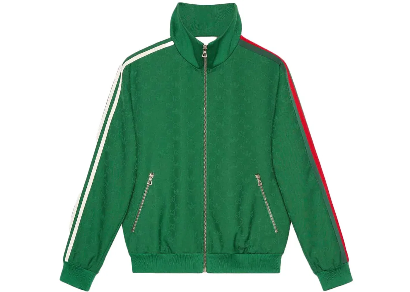 Женская куртка с жаккардовым узором Gucci x Adidas GG Trefoil Jacquard Jacket, Green
