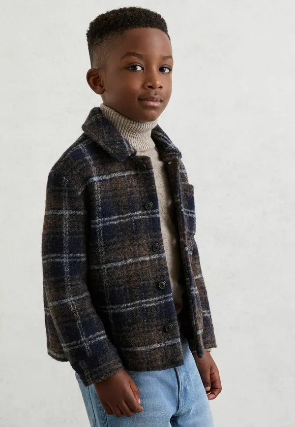 Пальто клетчатое Over Reiss, Navy Blue, Brown, темно-синий/коричневый — фото 3