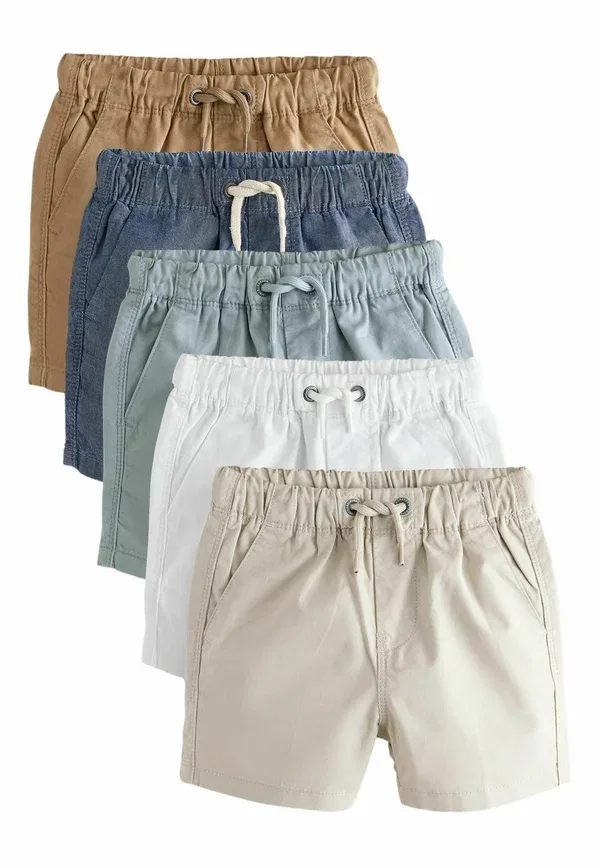 Шорты хлопковые Regular fit - pull on 5 pack Next navy chambray, tan, white, белый/темно-синий/бежевый — фото 2