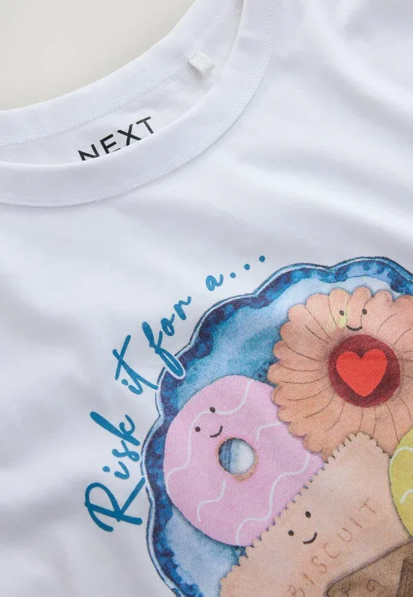 Футболка хлопковая Regular fit biscuit graphic short sleeve t-shirt Next, белый — фото 2