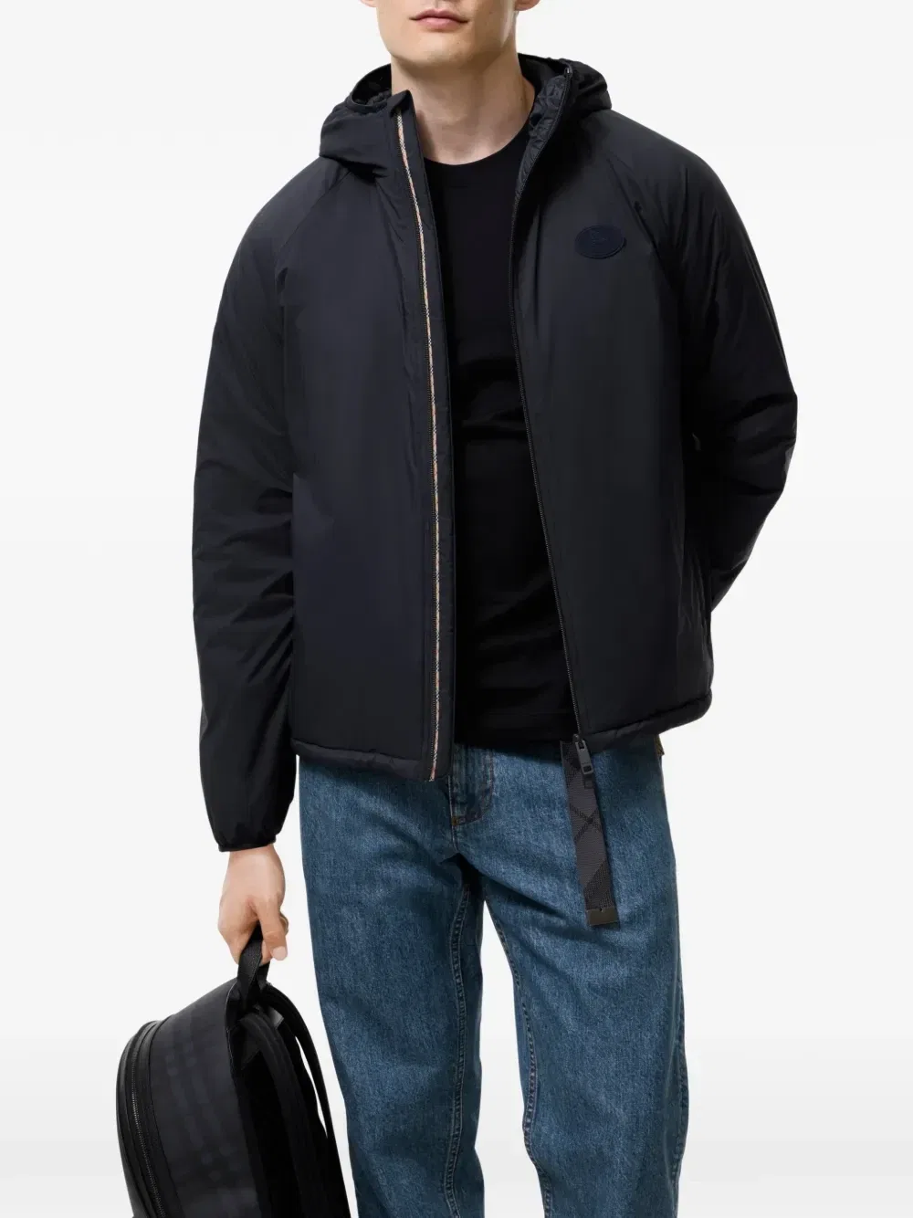 Упаковываемая нейлоновая куртка с капюшоном Dunwich Burberry, черный — фото 2