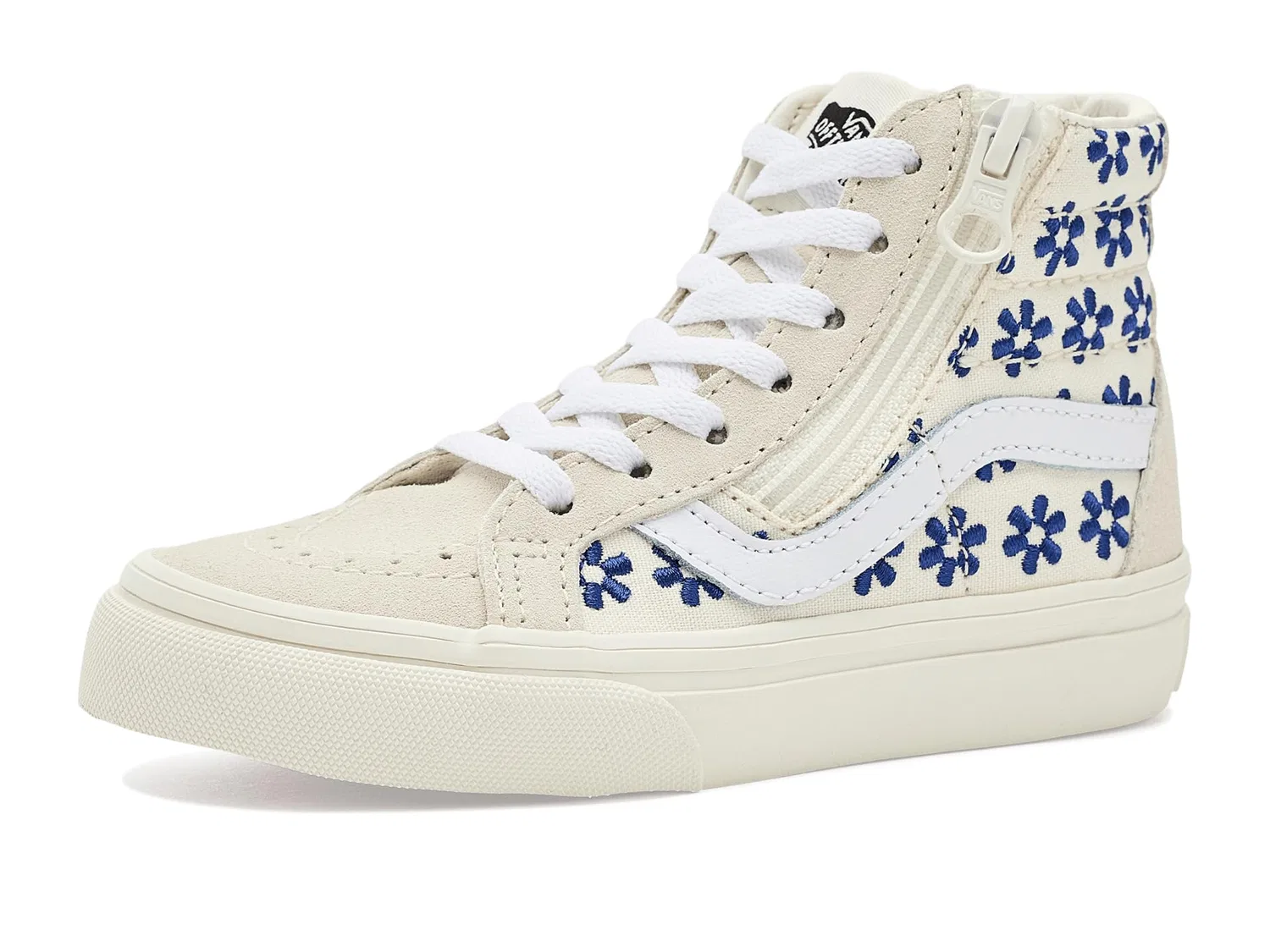 Кроссовки Sk8-Hi Reissue Side Zip (для маленьких детей) Vans Kids, Chantilly Floral White/True Blue