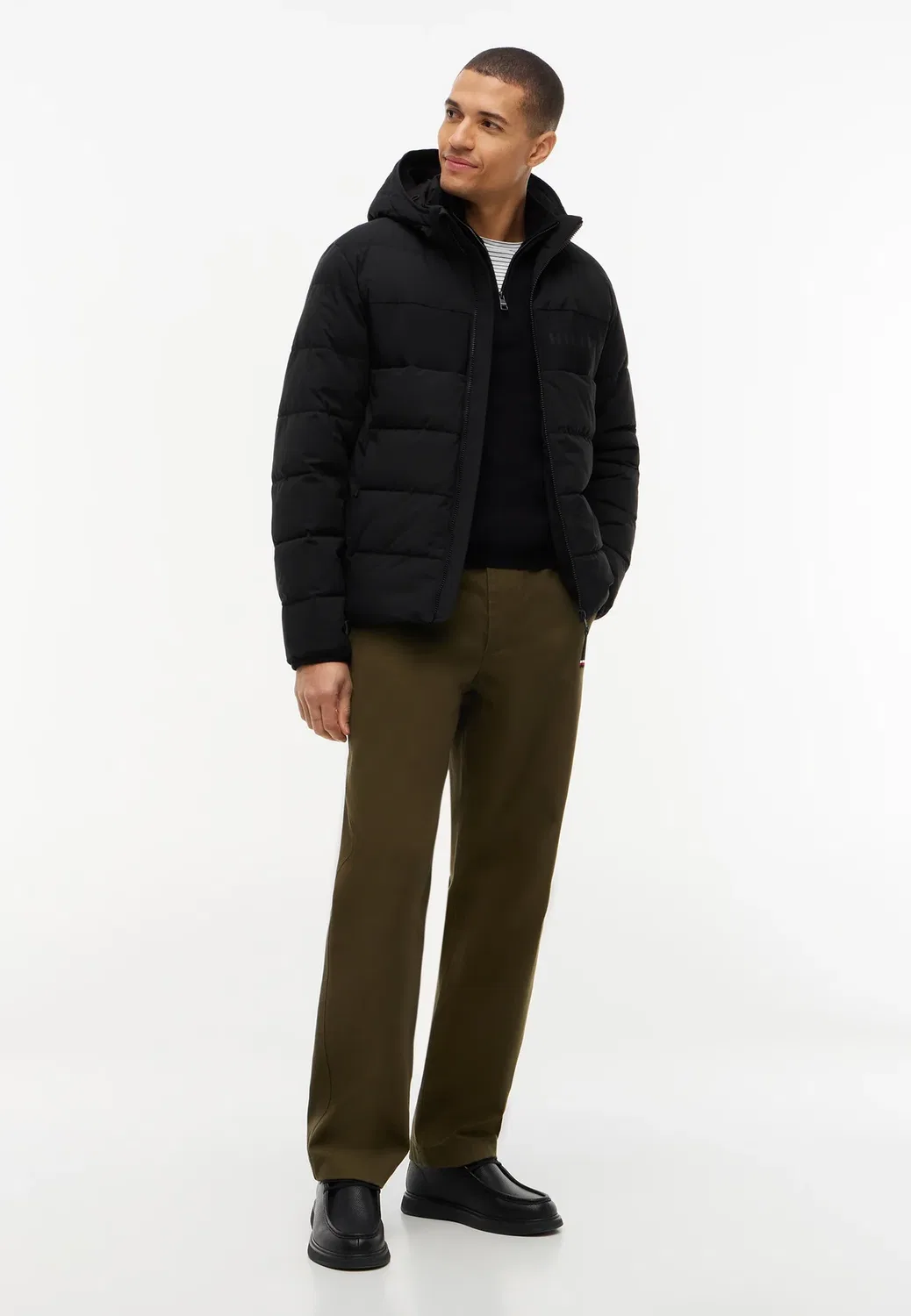 Пуховик со съемным капюшоном, фирменная зимняя куртка Tommy Hilfiger, Black — фото 2