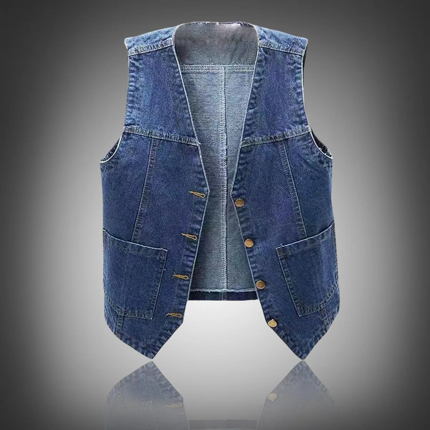 Женский безрукавный жилет с карманом Donne Autunno Tinta unita Con Tasca Allentato Casual Senza Maniche Gilet Fuzzy Vest, Blu scuro — фото 4