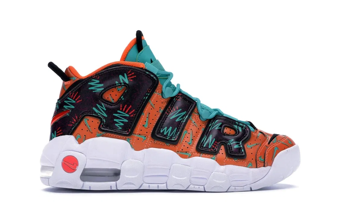 Детские кроссовки Lifestyle Nike Air More Uptempo, Total Orange/Black-Hyper Jade-Bordeaux