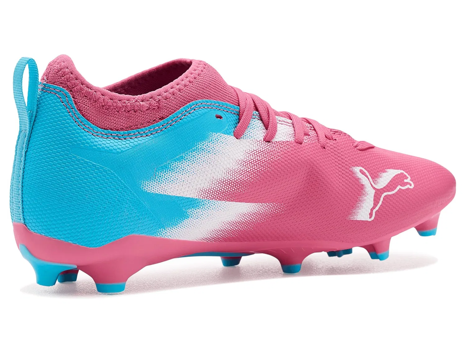 Бутсы Ultra 6 Match Re-charge Firm, Artificial Ground Soccer Cleats (для маленьких и больших детей) Puma Kids, Hero Blue/Sunset Pink/Garnet Rose — фото 4