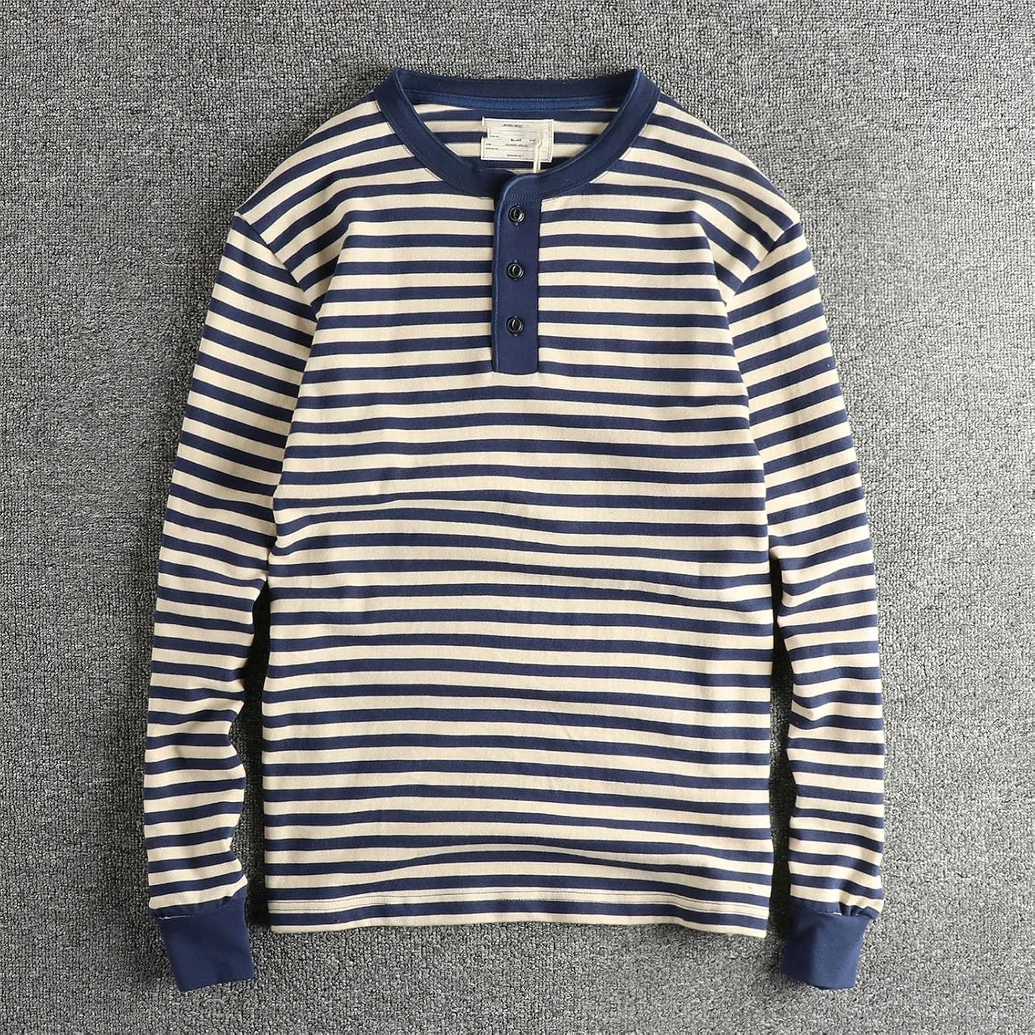Мужская длинная футболка с полосками оверсайз, Dark Blue Stripes — фото 2
