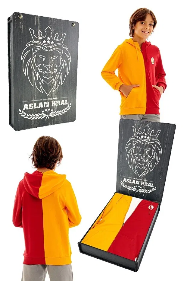 Детское худи для девочек с принтом Galatasaray, Sweat Laser Printed Yellow-Red