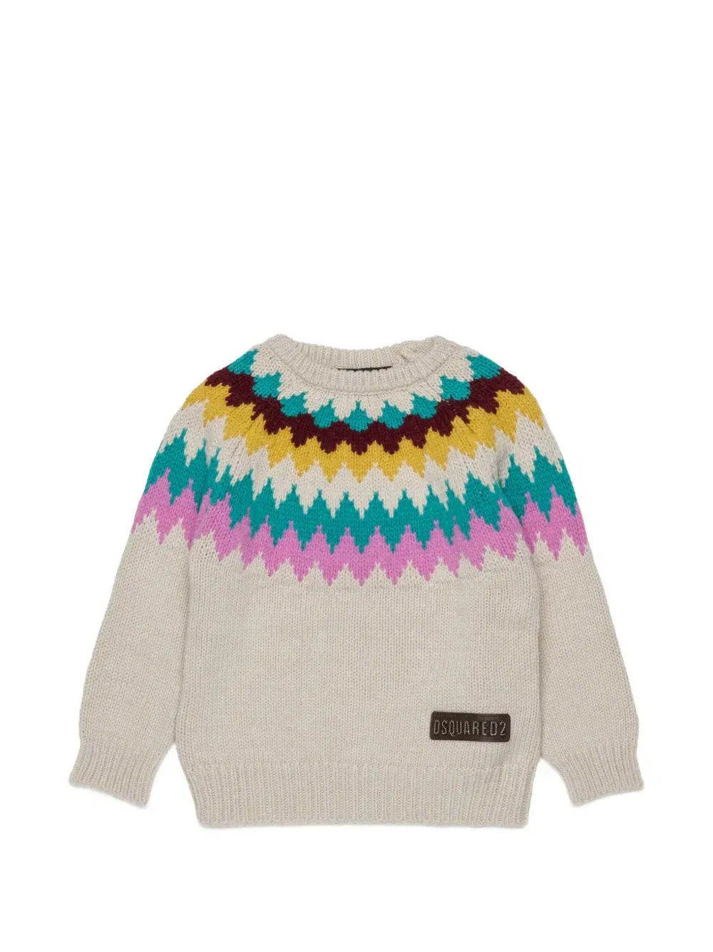Свитер с узором фэр-айл Dsquared2 Kids, бежевый