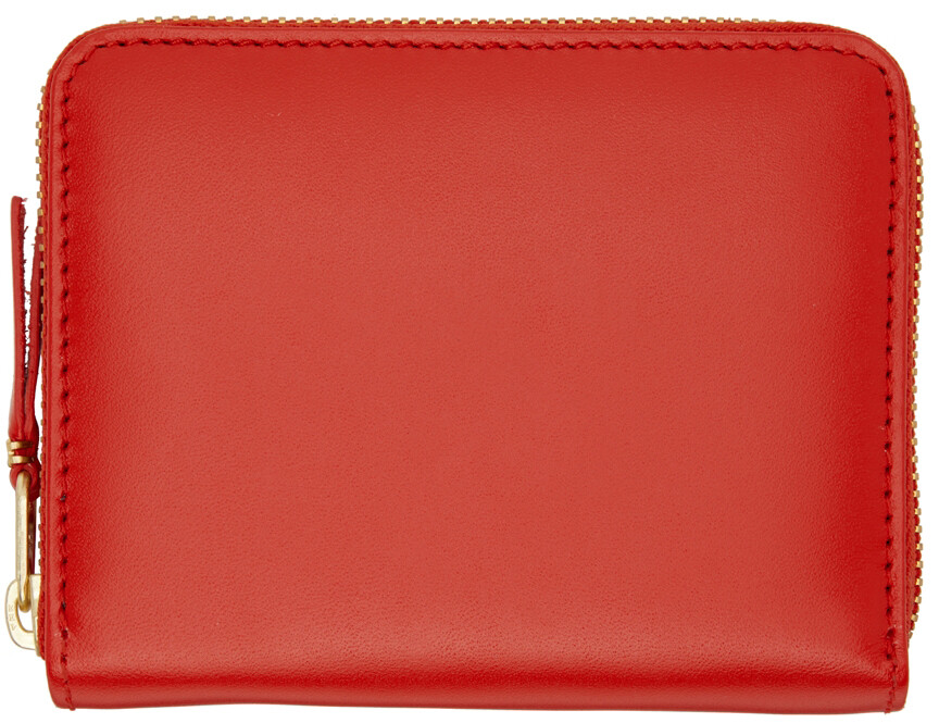 

Оранжевая кожаная классическая визитница на молнии Comme des Garçons Wallets
