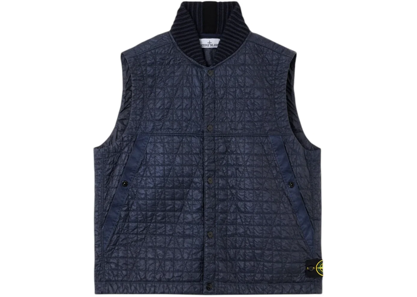 Мужской жилет стеганый с принтом репс Stone Island Vest, Ink Blue