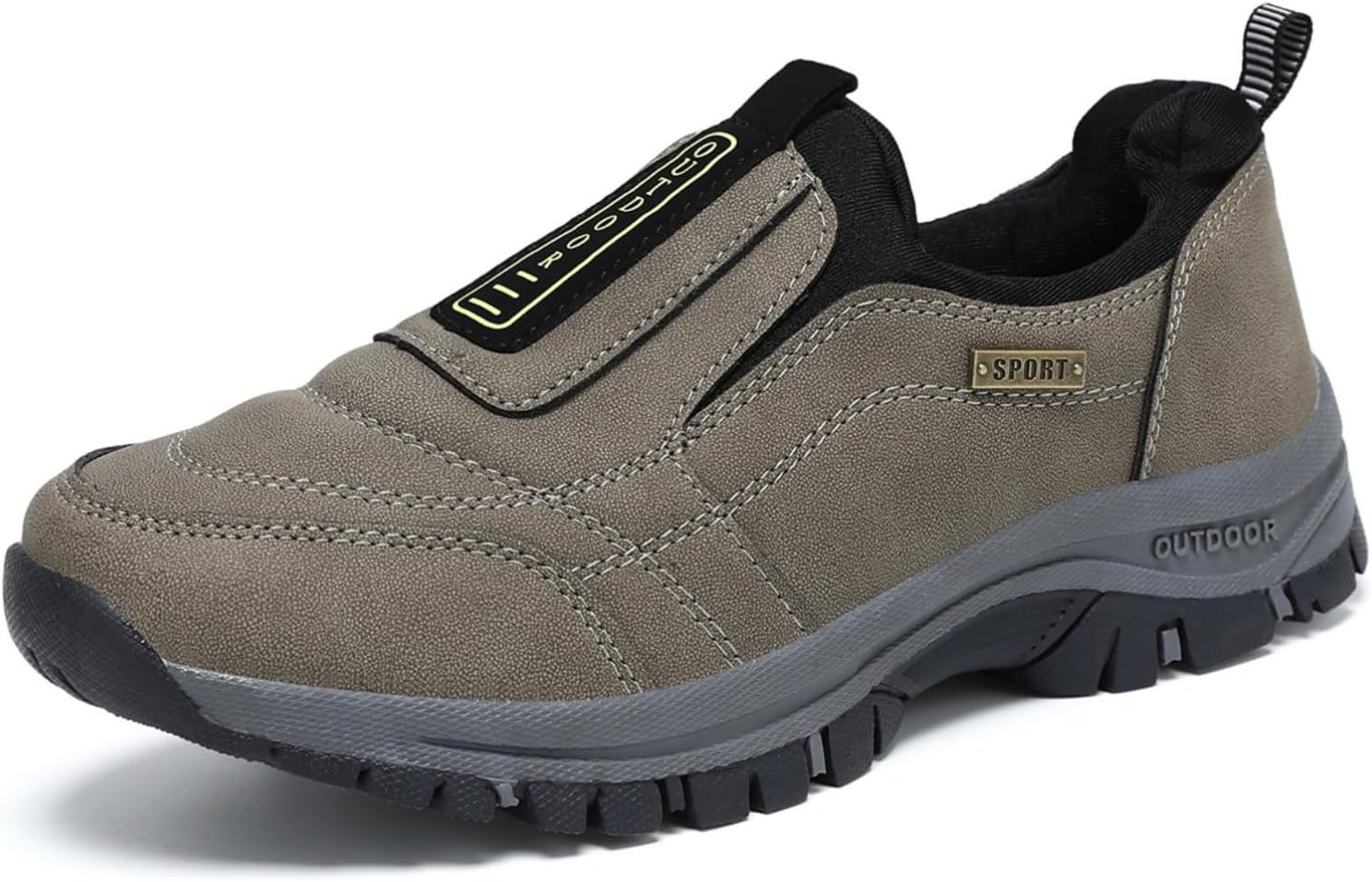 

Мужские водонепроницаемые походные туфли, легкие, противоскользящие, дышащие кроссовки, низкие ботинки для ходьбы, обувь без шнурков для мужчин, размеры 5.5-12.5 Generic, серый