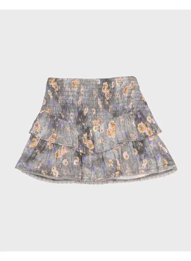 Юбка с цветочным принтом Zara, серый/желто-фиолетовый