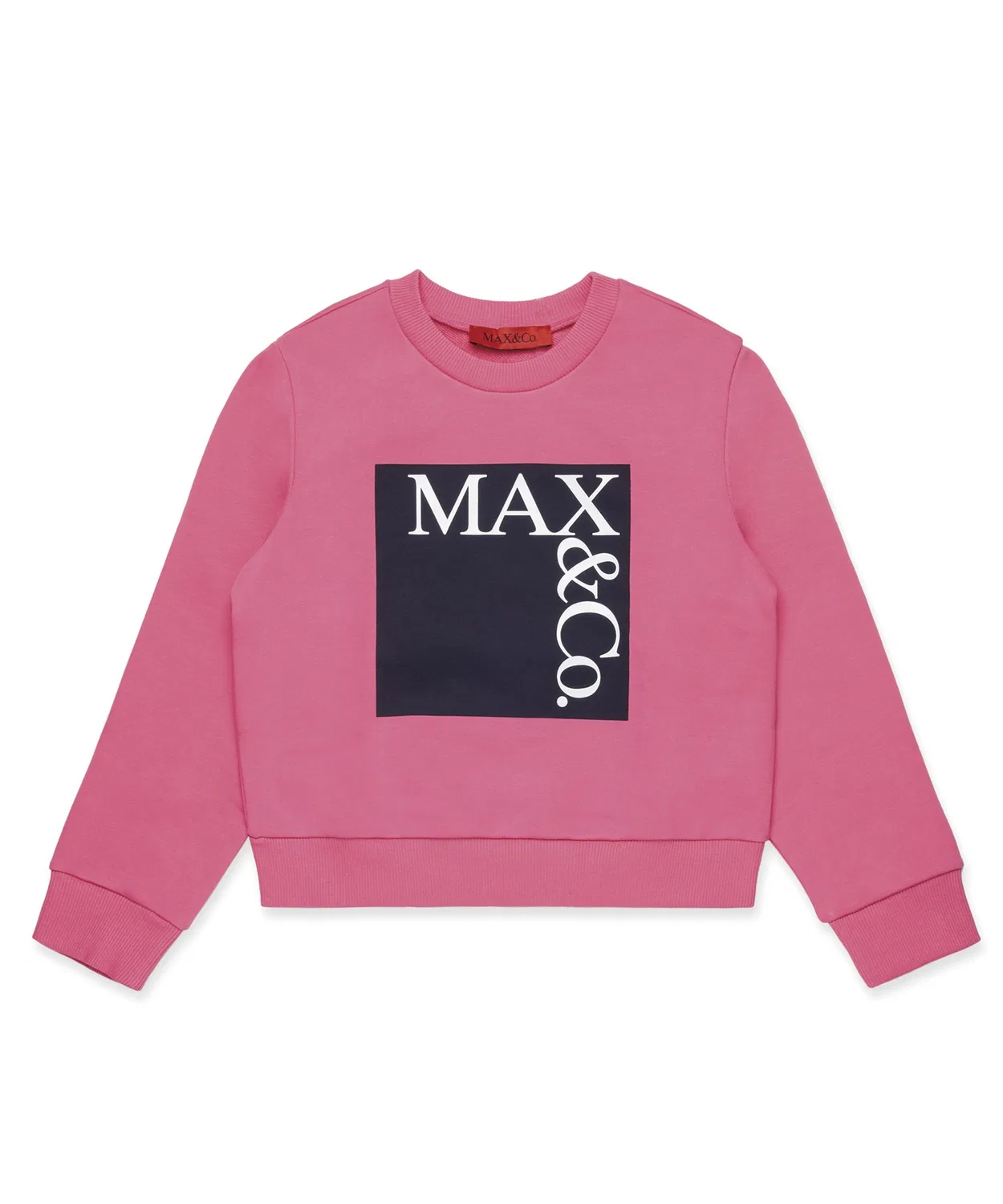 Детский свитшот с длинным рукавоми брендовым логотипом MAX&Co., Розовый
