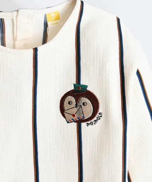 Детская футболка с длинным рукавомс принтом и вышивкой Re T-Shirt moimoln, Ivory — фото 3