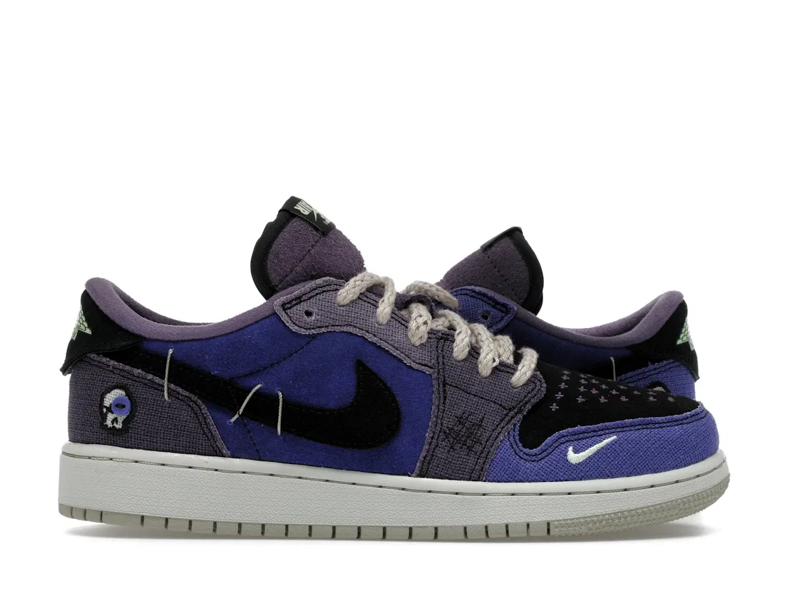 Детские кроссовки Lifestyle с принтом Jordan 1 Retro Low OG Zion Williamson Voodoo Alternate GS Jordan, Regency Purple/Vapor Green/Black/Dark Raisin/Daybreak/Light Silver