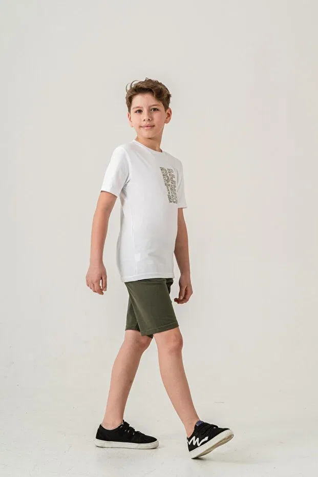 Детский комплект для мальчиков с принтом Be the Best Mışıl Kids, Khaki — фото 4