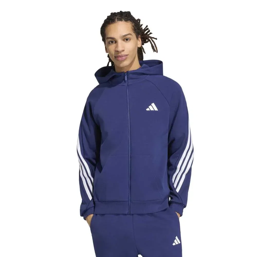 Худи флисовое на молнии Stadium 3 Stripes Adidas, синий