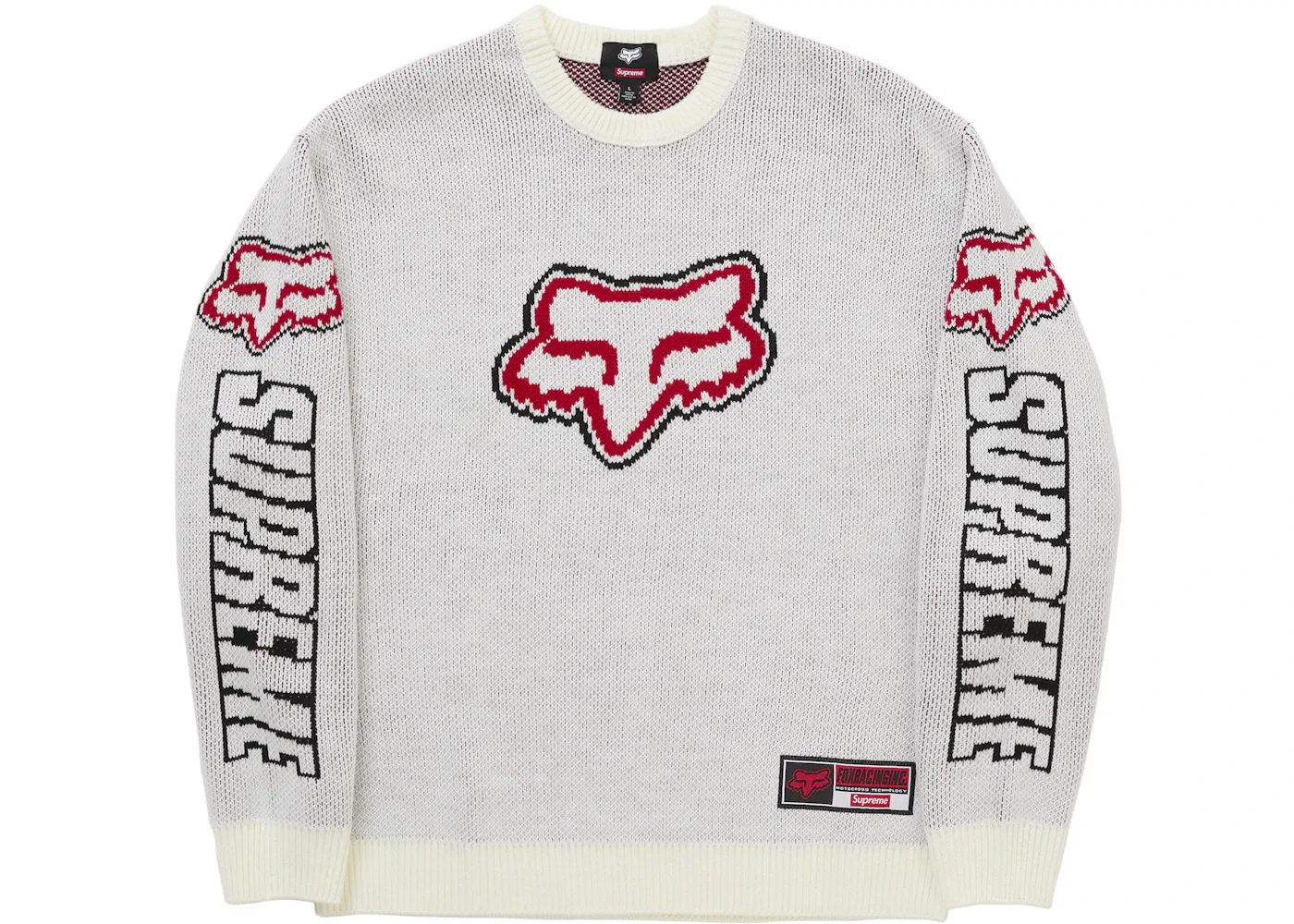 Мужской свитер с принтом Supreme Fox Racing Sweater, White