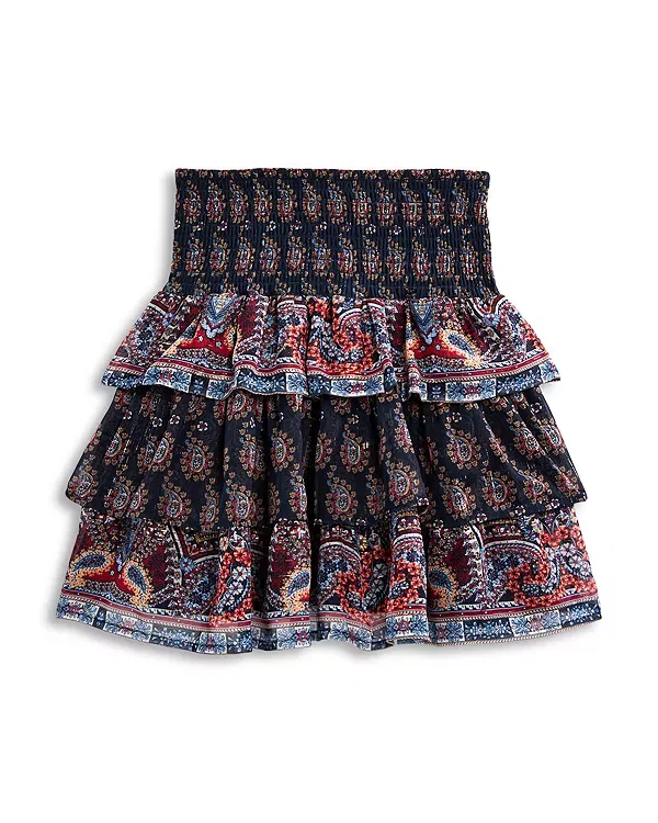 Детская юбка для девочек с воланами Aqua, Navy Paisley