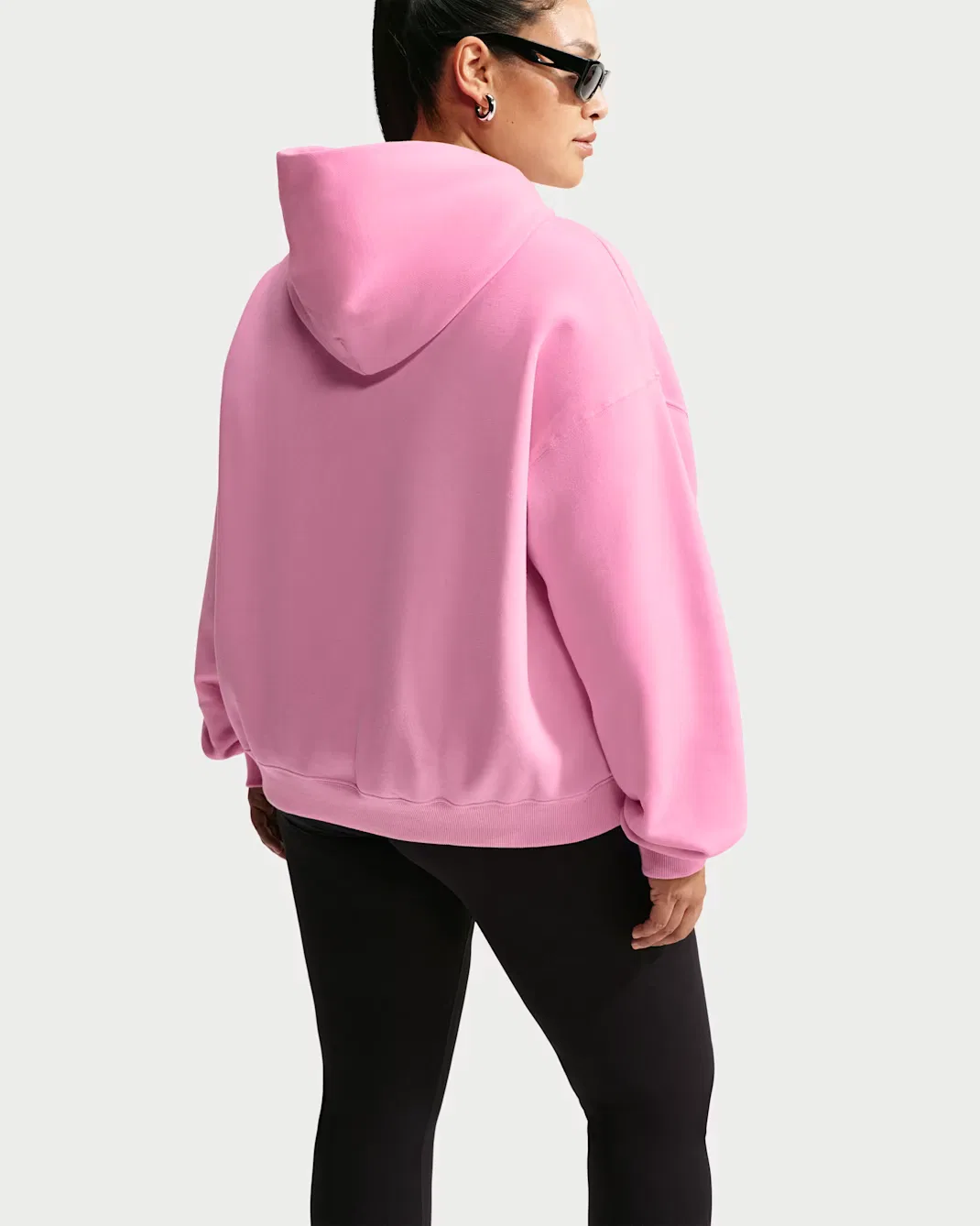 Женская толстовка с капюшоном оверсайз Nike Studio Fleece Medium Weight, Pink Rise/Sail — фото 2