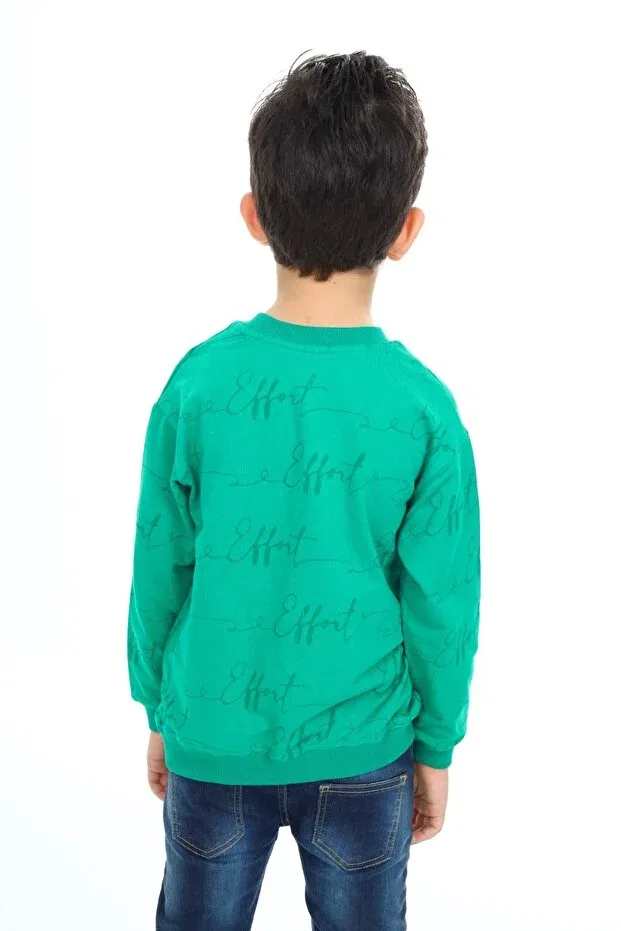 Детские свитшот для мальчиков с принтом Follow Me Printed Toontoy, Dark Green — фото 4