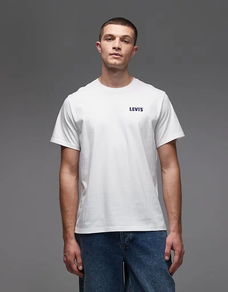 Футболка Levi's в стиле вестерн с графическим принтом на спине, свободного кроя, белый — фото 3