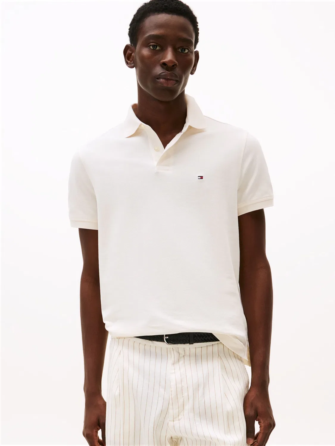 Tommy Hilfiger Off White Рубашка-поло из пике 1985 года стандартного кроя