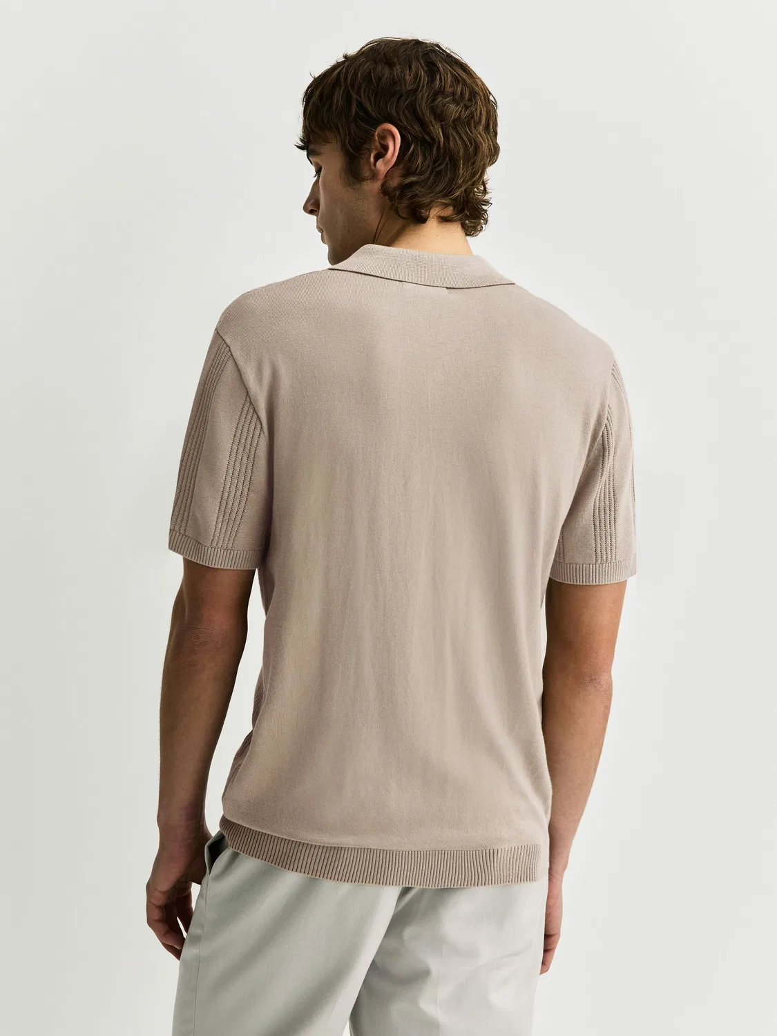 Поло Slim Fit из хлопка с точечным вязанием, Neutral Next — фото 4