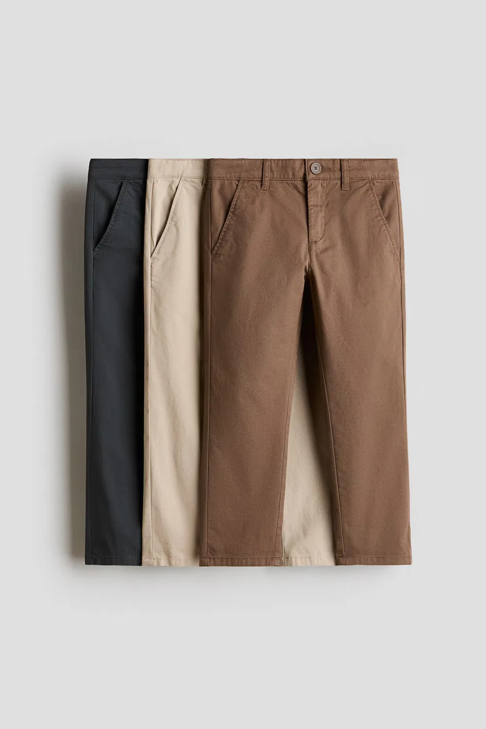 Комплект из 3 брюк чинос из хлопковой саржи H&M, Braun/Beige/Dunkelbraun