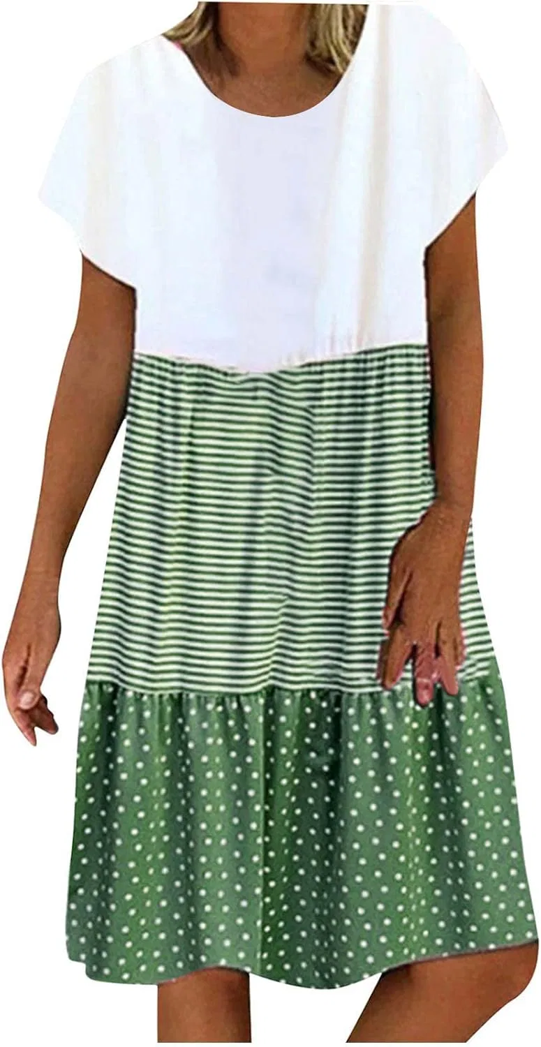 Женское летнее мини-платье с коротким рукавом Swing Beach Dress, Green