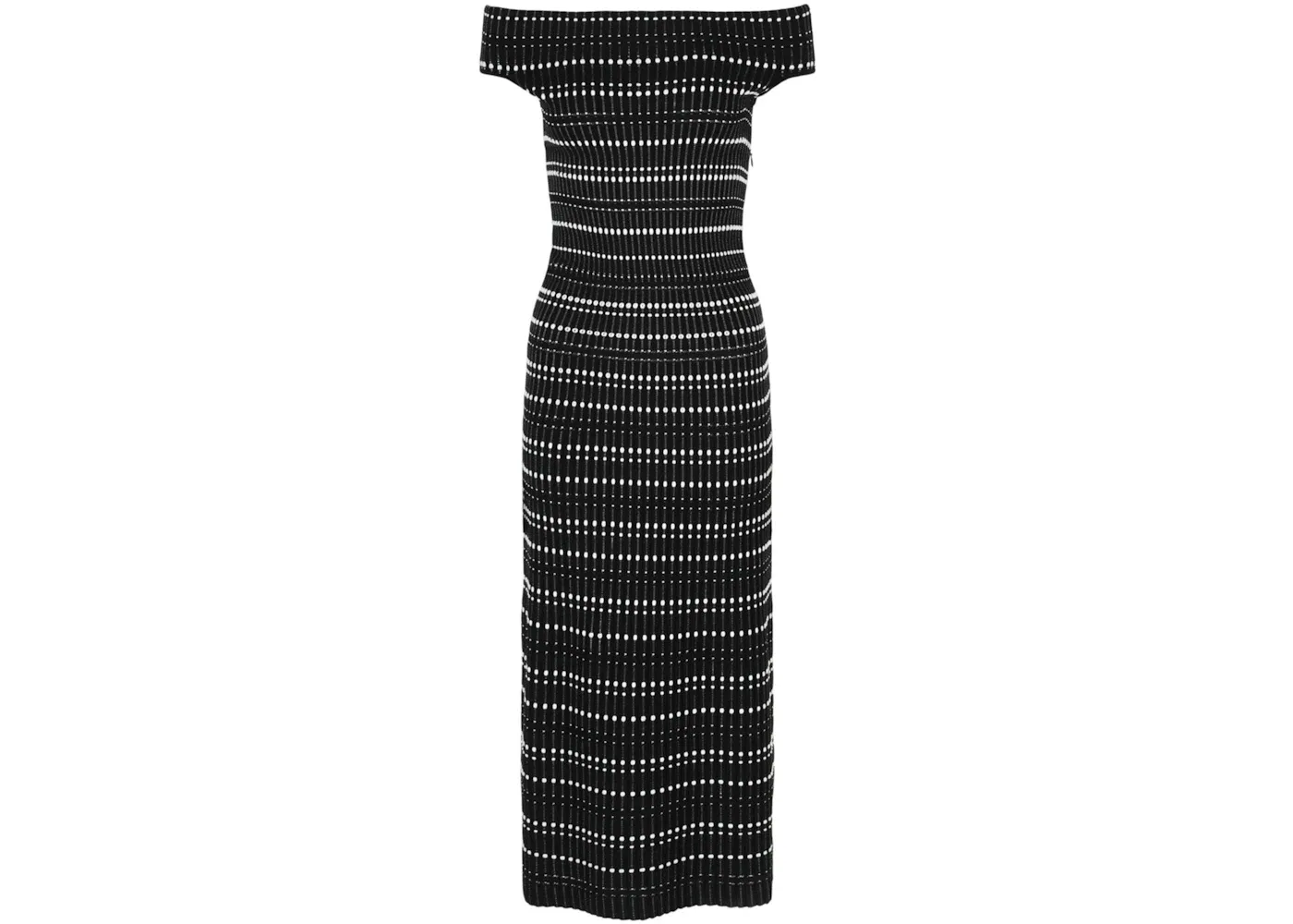 Женское платье миди с открытыми плечами Alexander McQueen, Black White