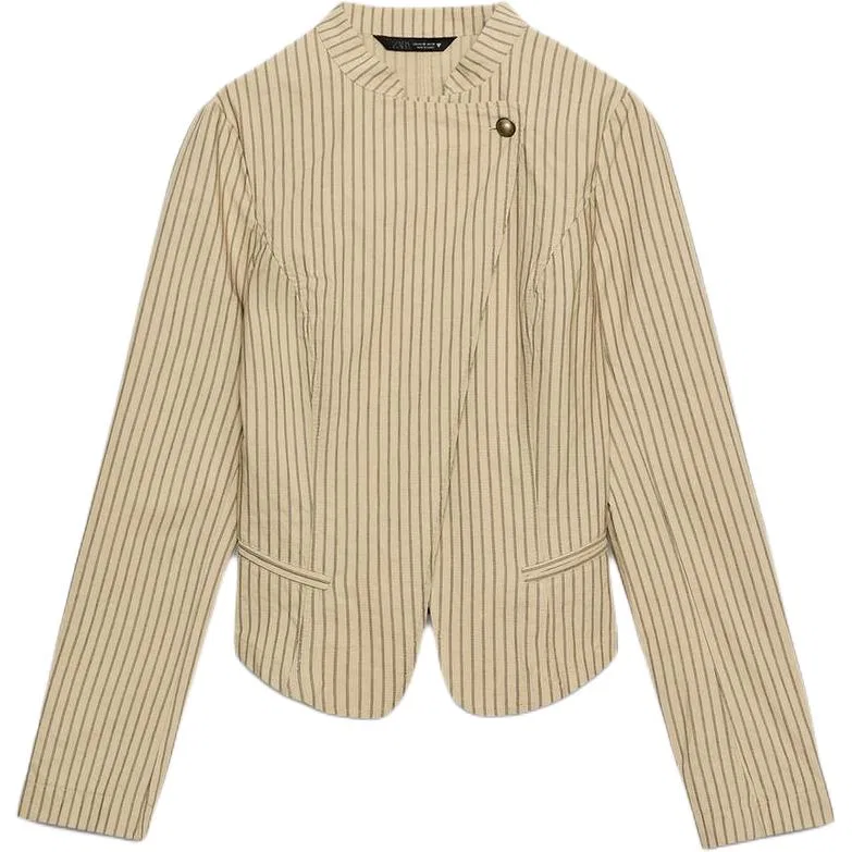 Женское деловое пальто с воротником Business Suit Coat, ZARA, Dark Brown Yellow