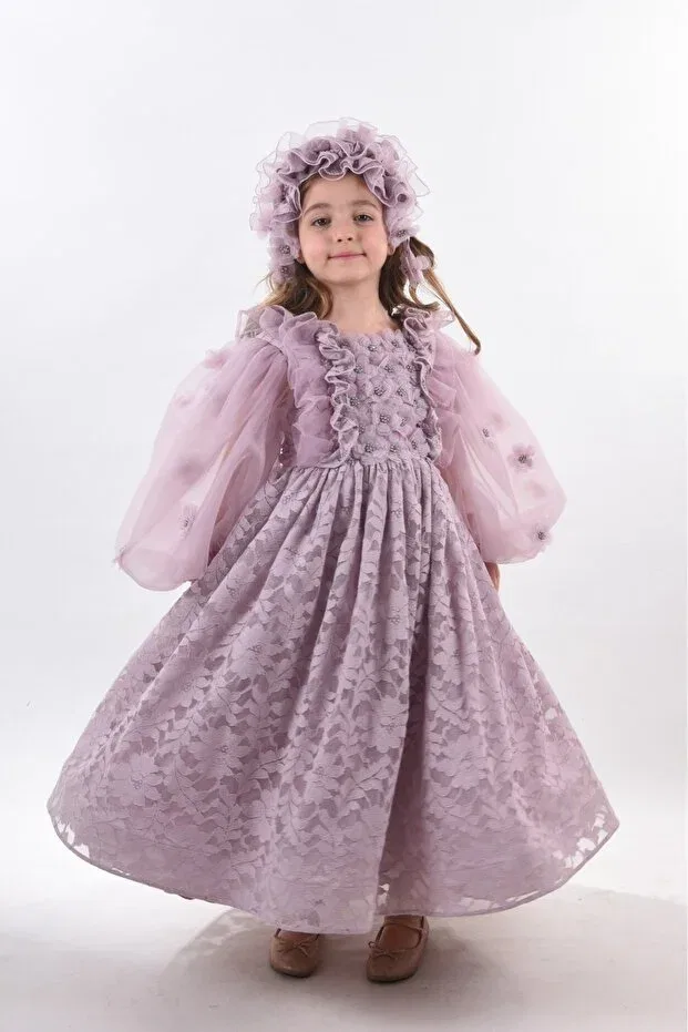 Детское платье для девочек с длинным рукавом Mialora, Lilac — фото 2