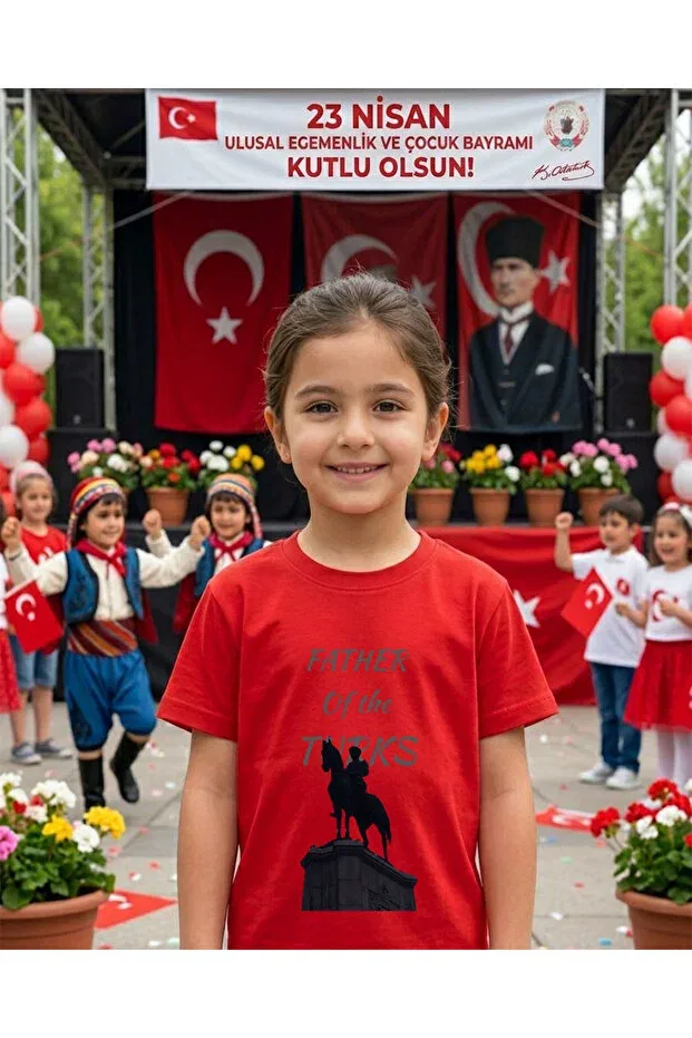 Детская хлопковое футболка с принтом Father of the Turks Lorvex, Red