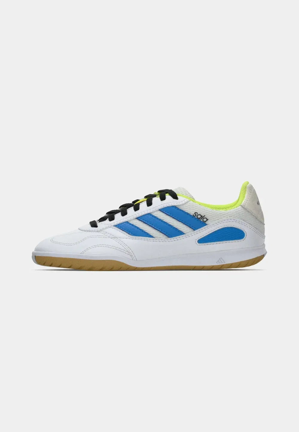 Детские футбольные бутсы Super Sala Competition III для игры в помещении (унисекс) Adidas Performance, Footwear White/Lucid Ray Blue/Solar Yellow — фото 2