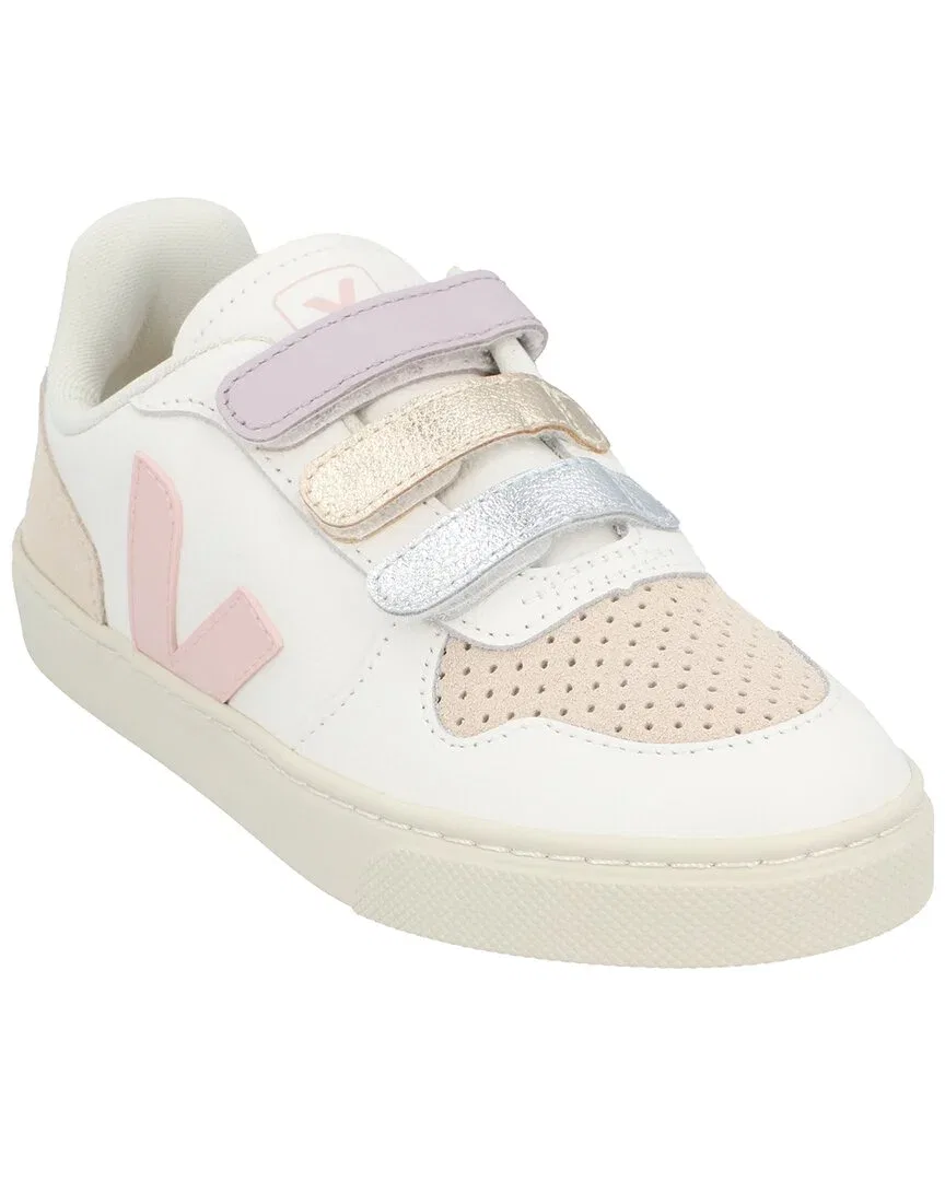 Детские кожаные кроссовки на липучке VEJA, White