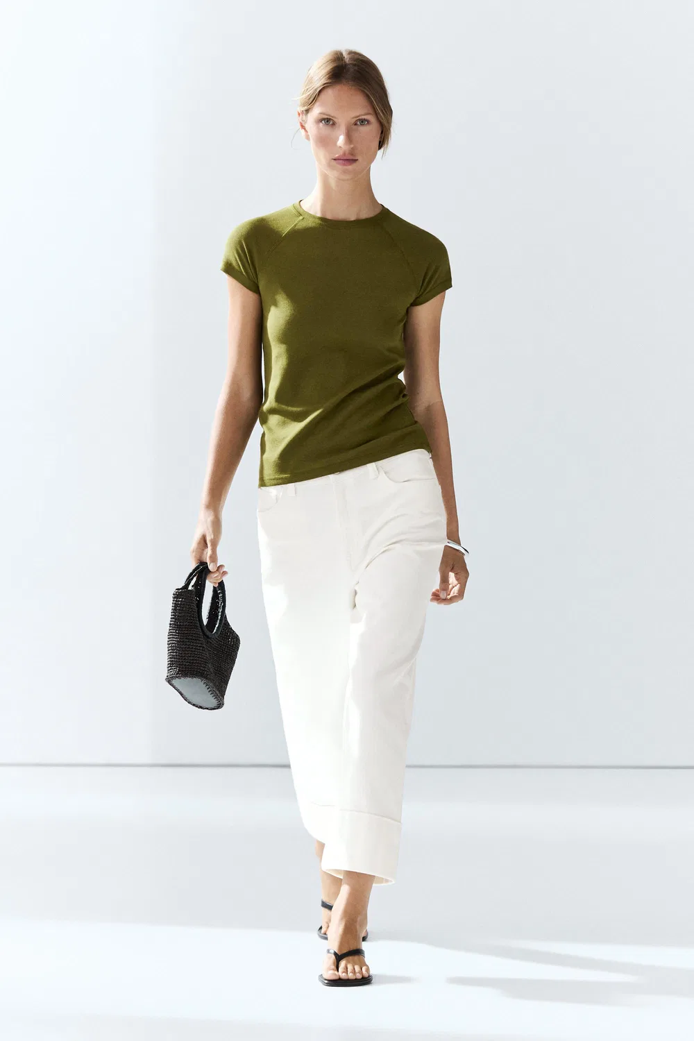 Футболка Massimo Dutt Short Sleeve Raglan, хаки — фото 3