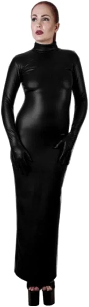 Женское облегающее платье макси с пайетками PU, Black