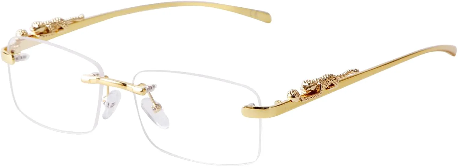 

Солнцезащитные очки SDINM без оправы для мужчин и женщин, модные маленькие узкие прямоугольные солнцезащитные очки в стиле 90-х, Gold Arm\anti-blue Light Clear Lens