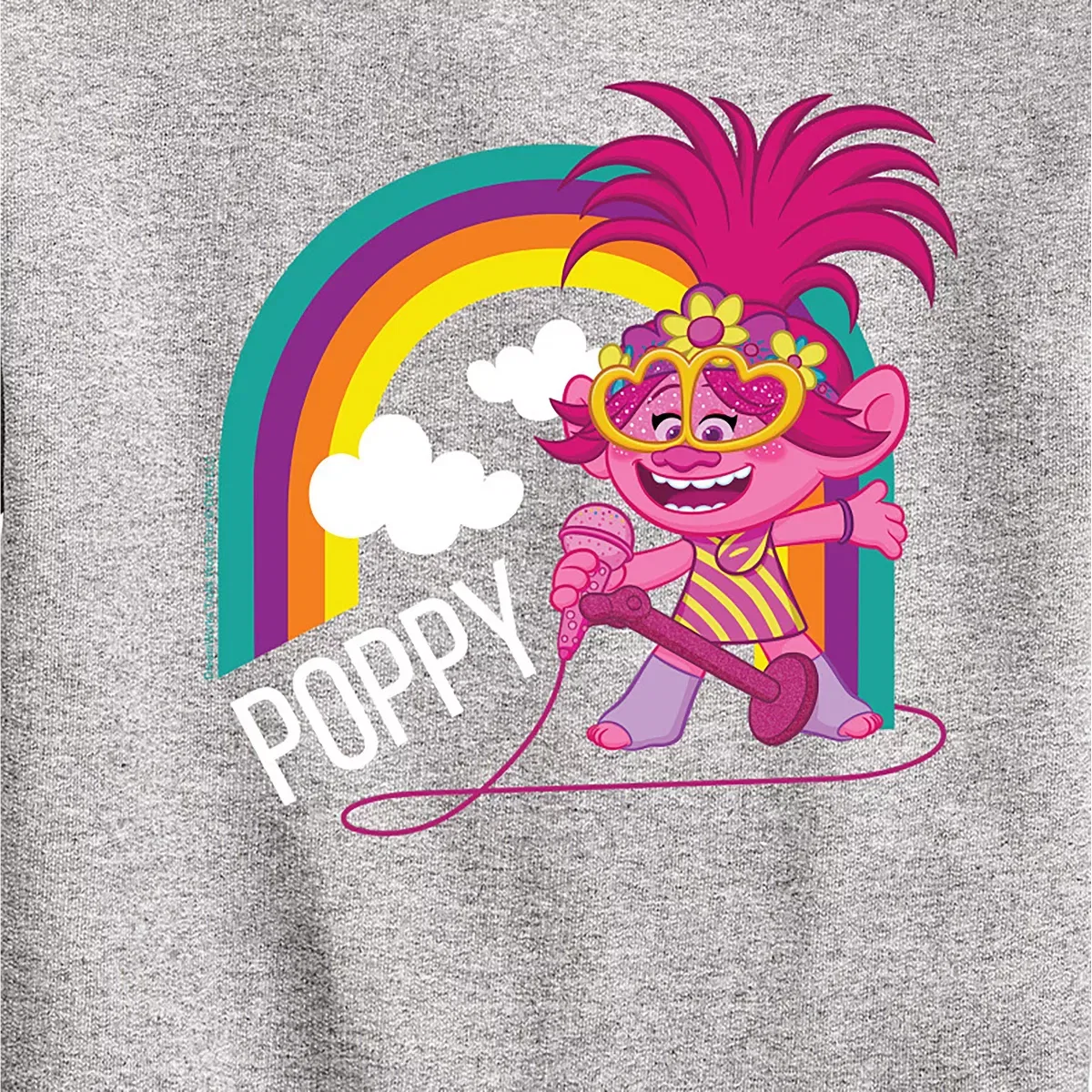 Детское свитшот для мальчиков с принтом Trolls Poppy Singing Trolls, Athletic Heather — фото 2