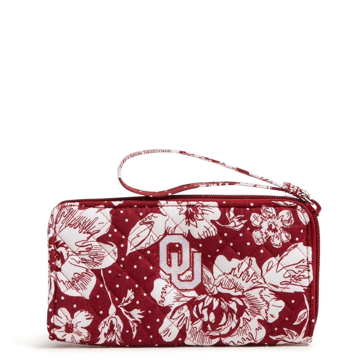 

Кошелек Vera Bradley Cotton Collegiate Front Zip With Rfid Protection, темно-красный/белый