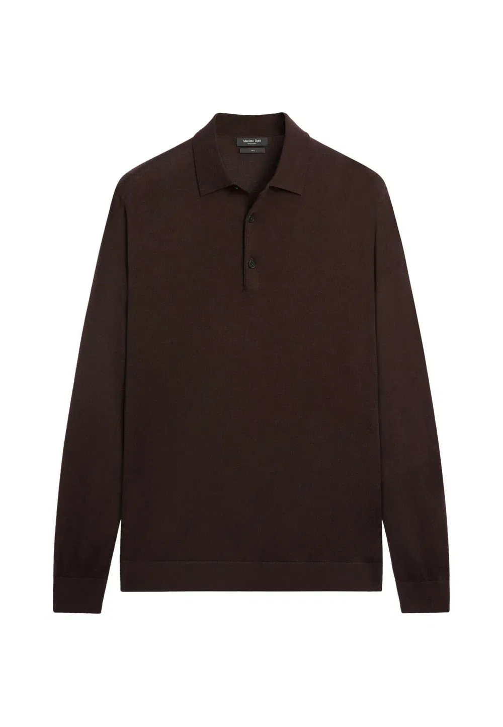 Вязаный поло-свитер из 100% мериносовой шерсти - рубашка поло Massimo Dutti, Bordeaux — фото 4