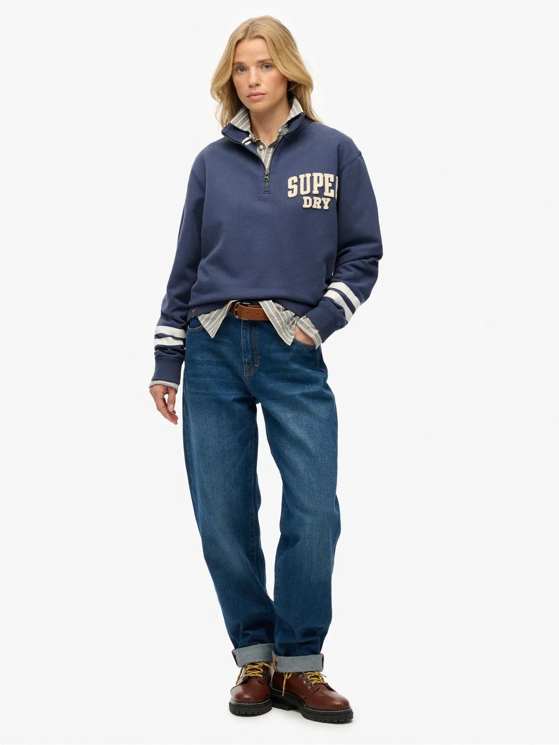 Свитшот с полузастежкой Athletic Essentials Superdry, синий — фото 4