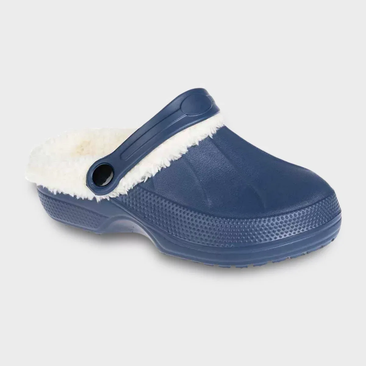 Детские сабо для мальчиков с искусственным мехом Furry Little Solid Clog Foamwalk, Navy