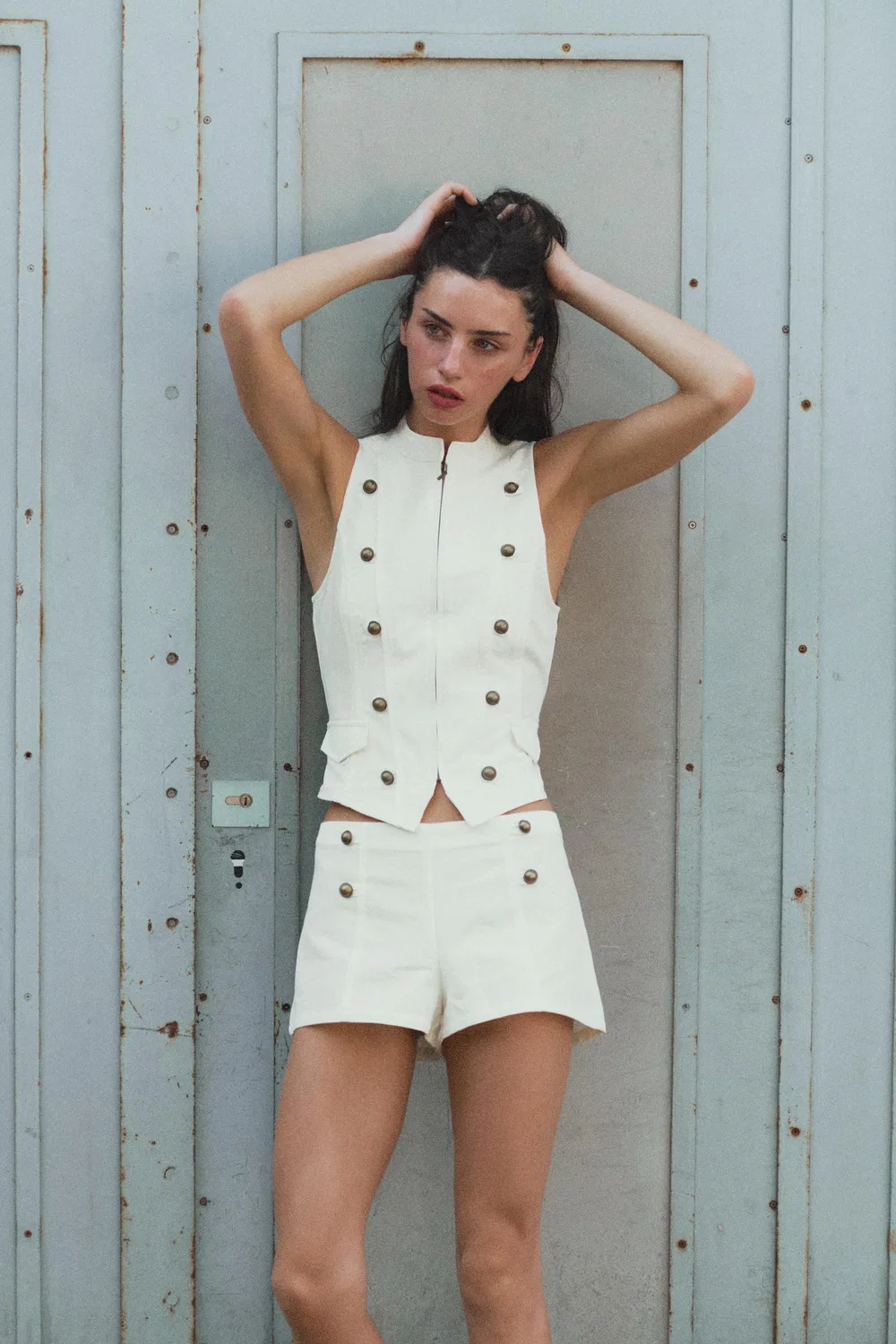 Мини-шорты на пуговицах ZARA, Oyster-white