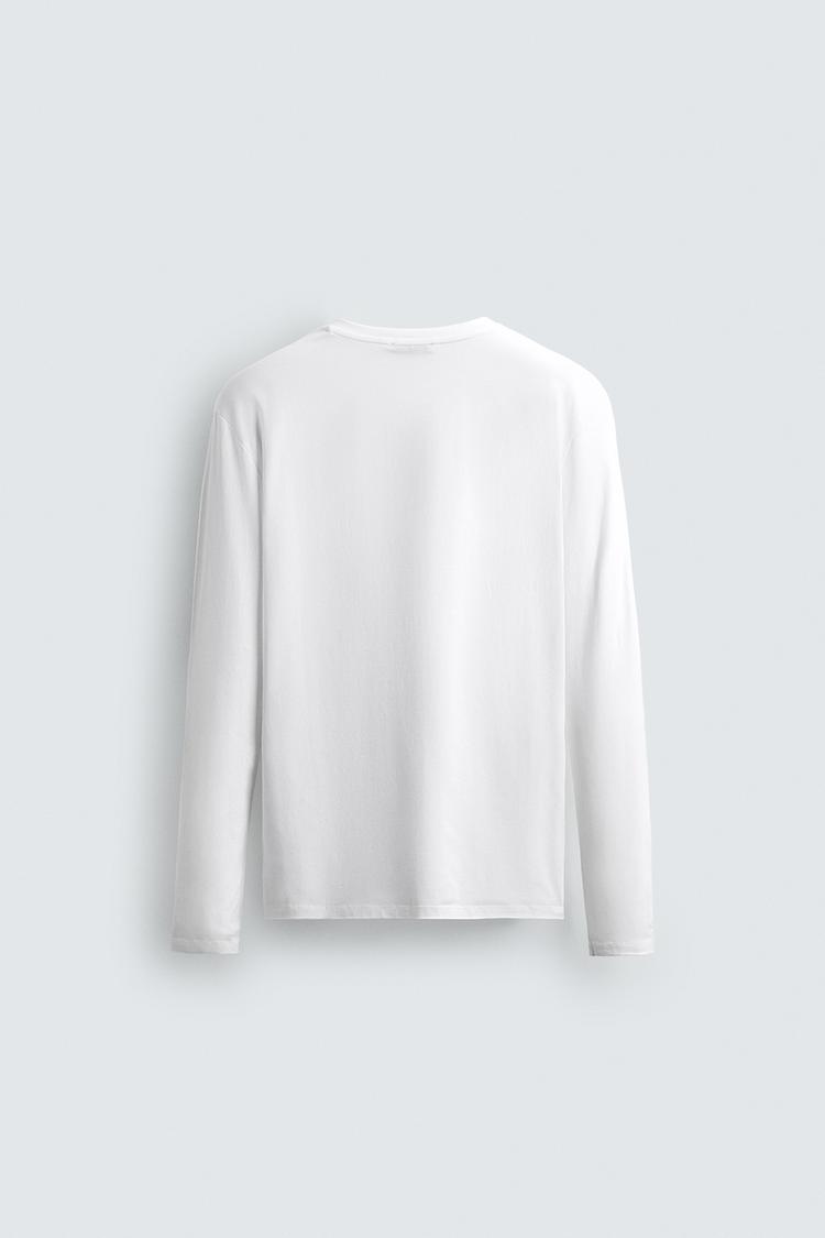 Футболка Zara Basic Slim Fit, белый — фото 2
