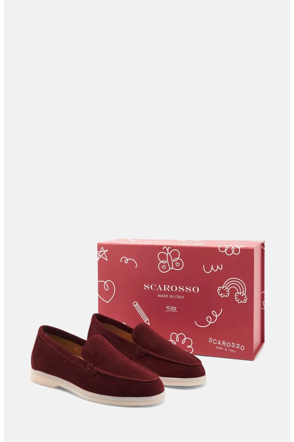 Детские туфли лоферы легкие Ludovica SCAROSSO, Burgundy - Suede — фото 2