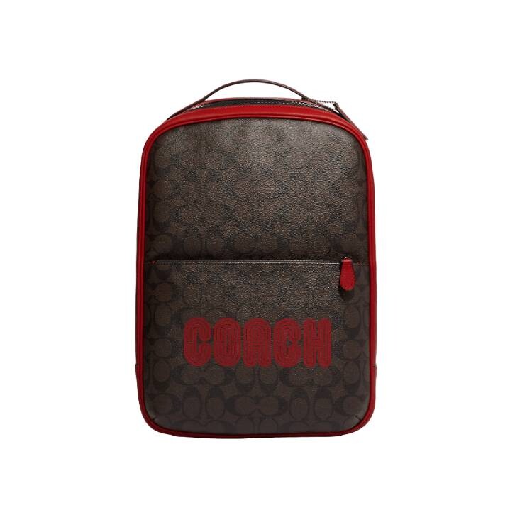 

Рюкзак Coach Outlet Westway In Colorblock Signature Canvas With Coach Patch, бронзовый/красный/коричневый